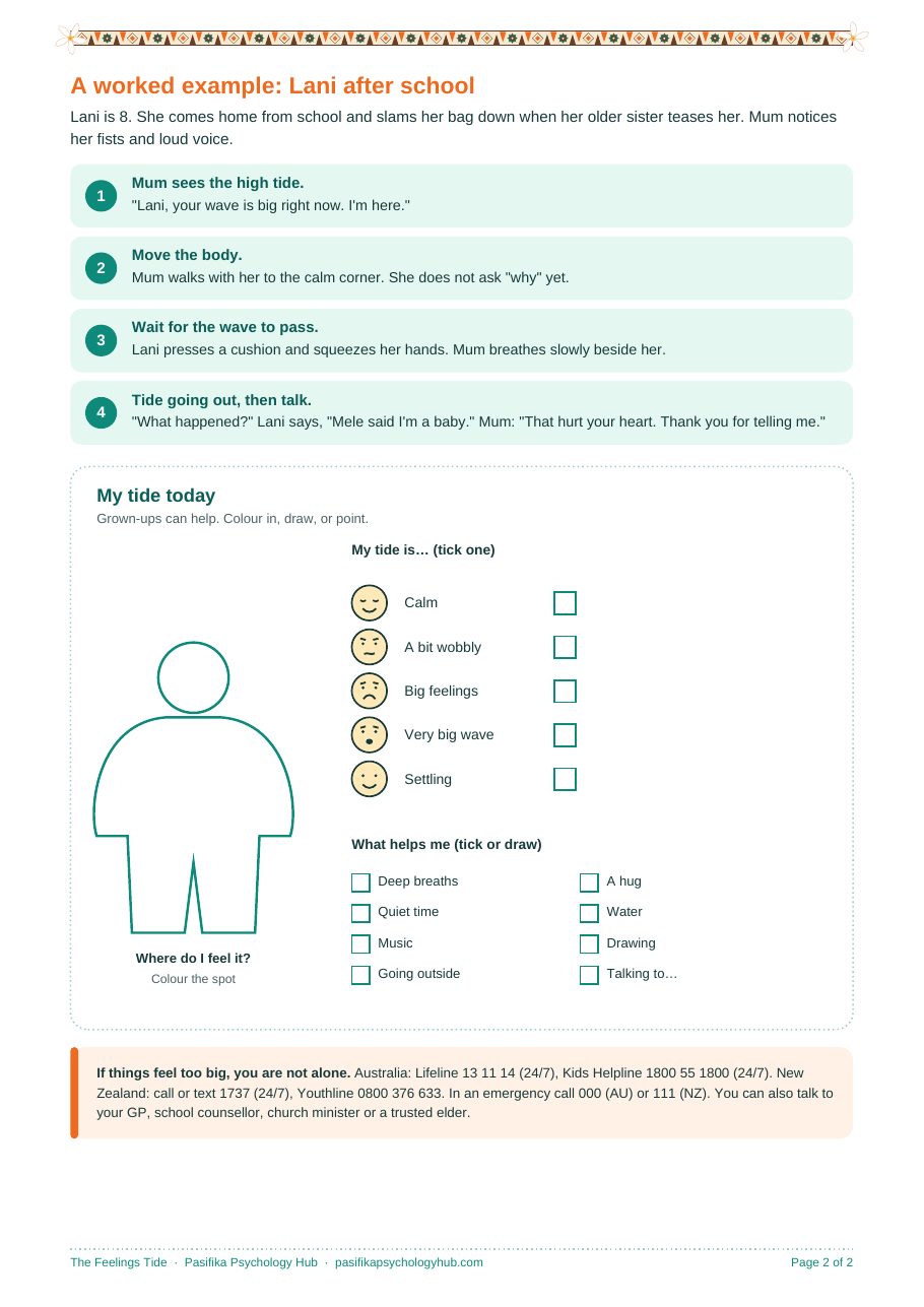 The Feelings Tide worksheet, page 2