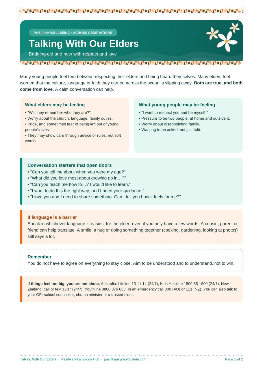 Talking With Our Elders worksheet preview